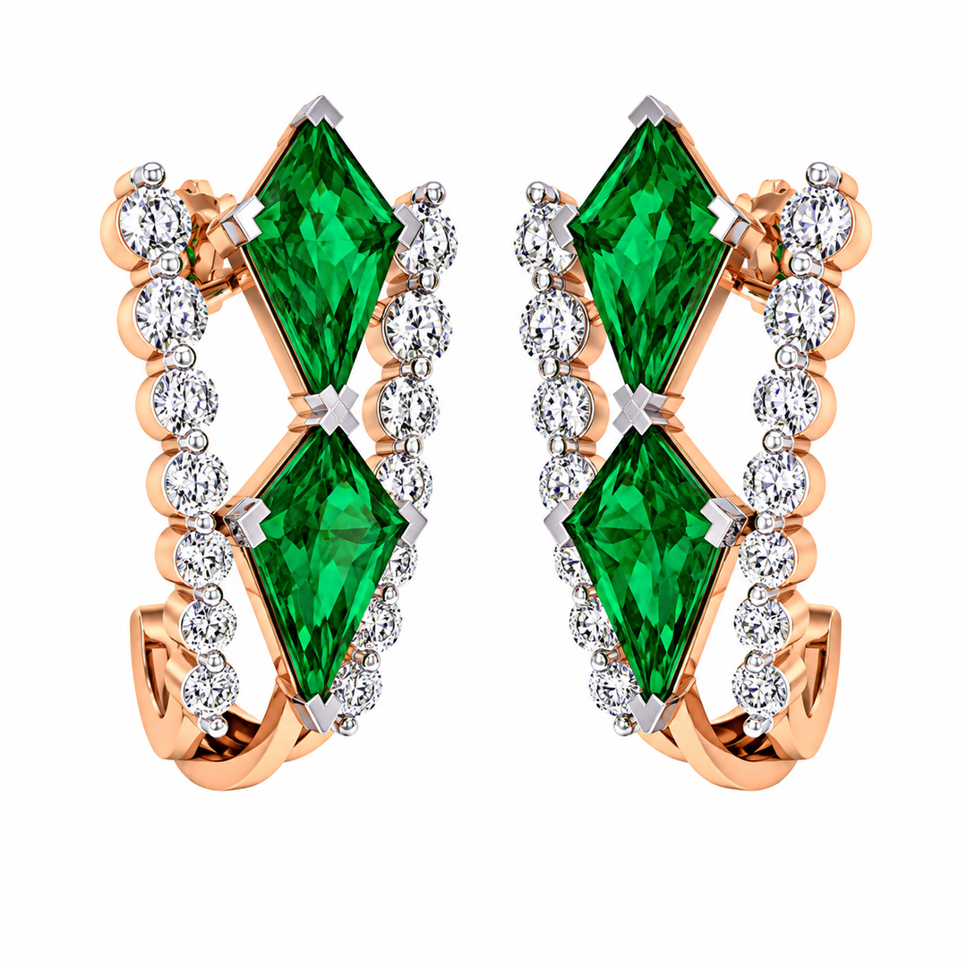 Emerald Royale Diamond Hoop Earrings