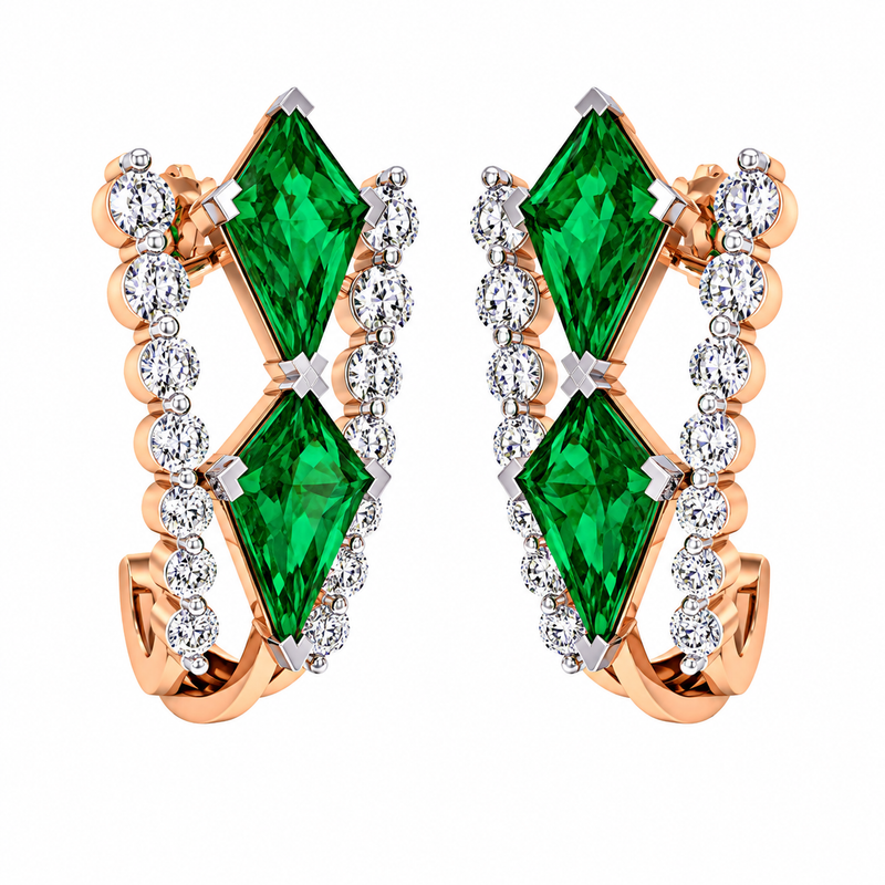 Emerald Royale Diamond Hoop Earrings