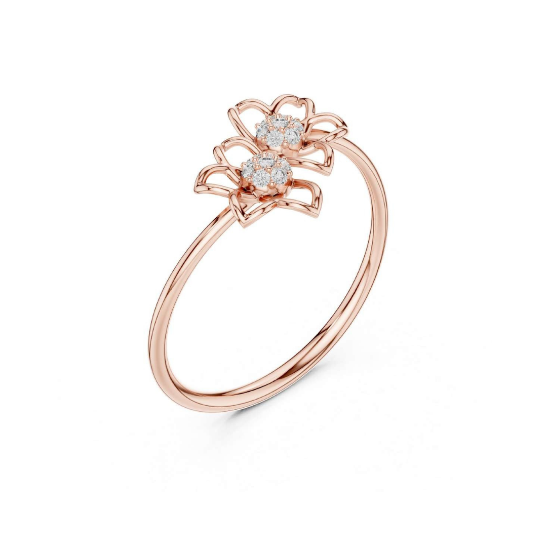 Rose Gold Twin Blossom Diamond Ring