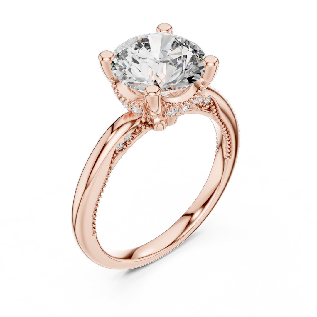 Rose Gold Hidden Halo Solitaire Ring