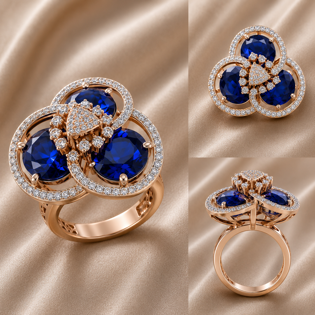 Royal Sapphire Bloom Cocktail Ring