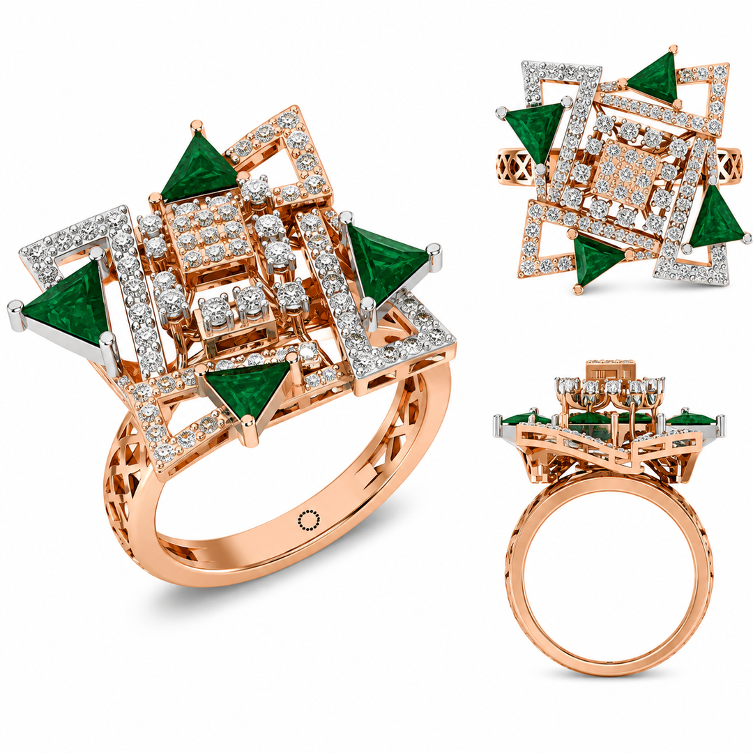 Emerald Prism Diamond Cocktail Ring