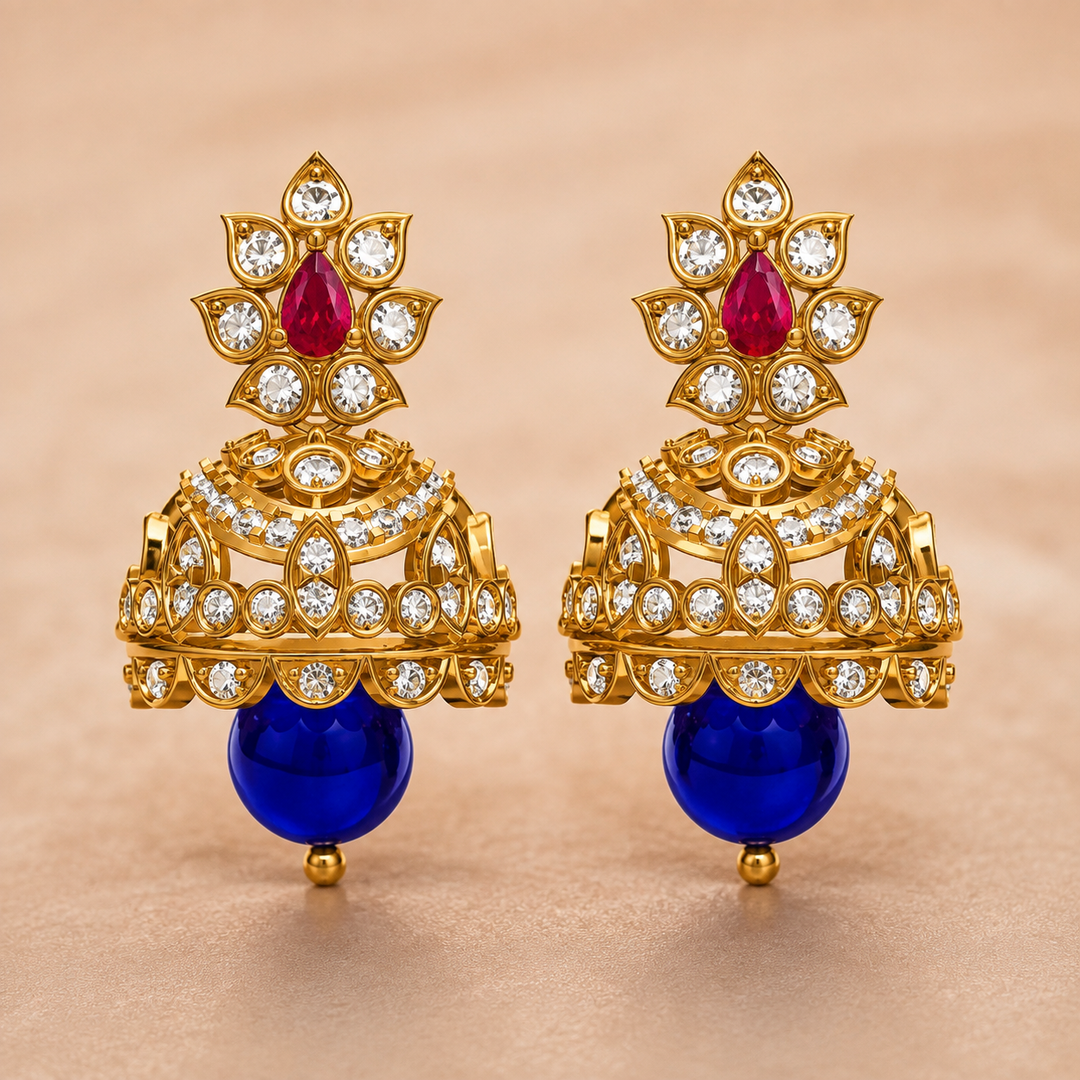 Royal Sapphire Jhumka Earrings