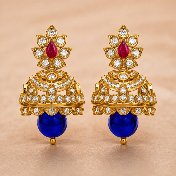 Royal Sapphire Jhumka Earrings