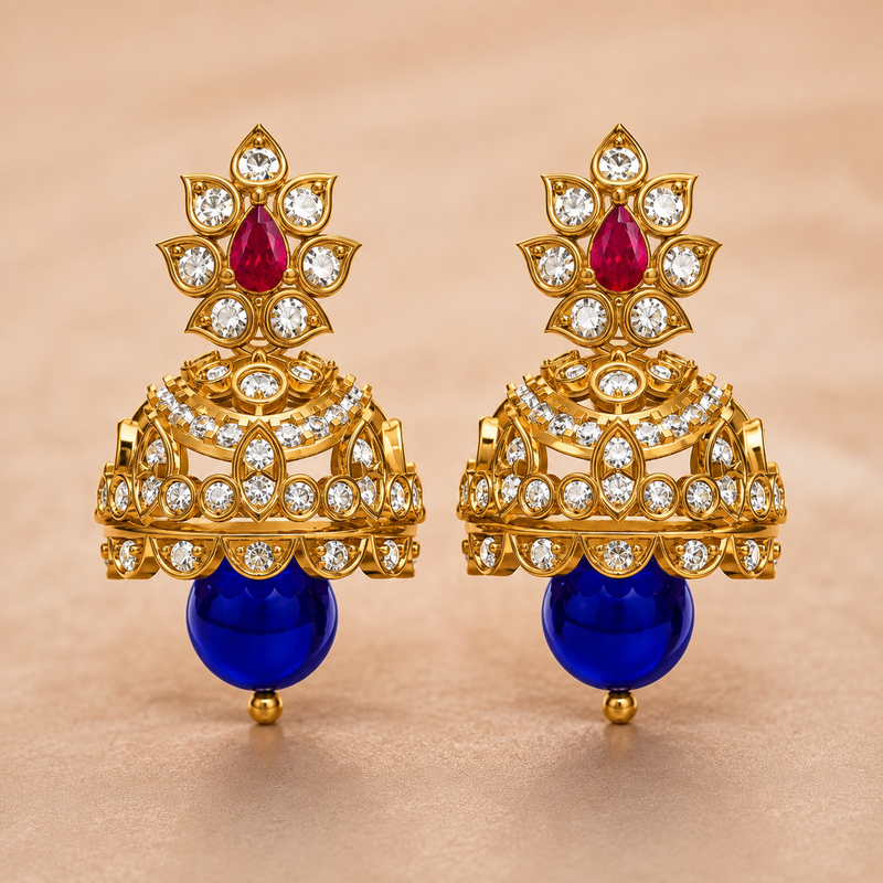 Royal Sapphire Jhumka Earrings