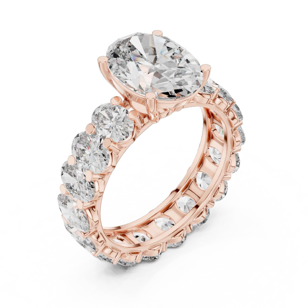 Rose Gold Oval Solitaire Eternity Ring
