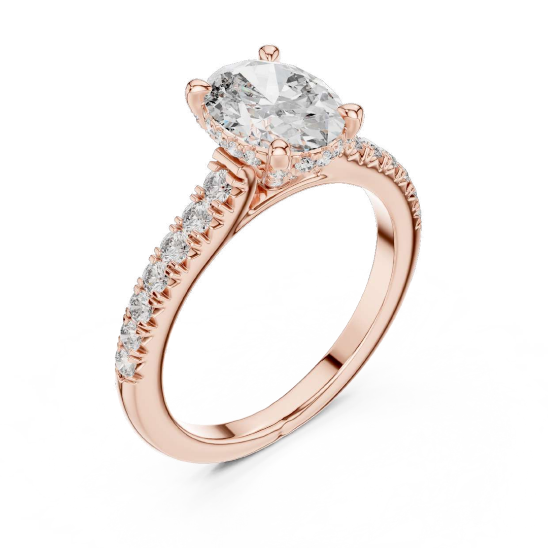 Rose Gold Oval Halo Diamond Engagement Ring