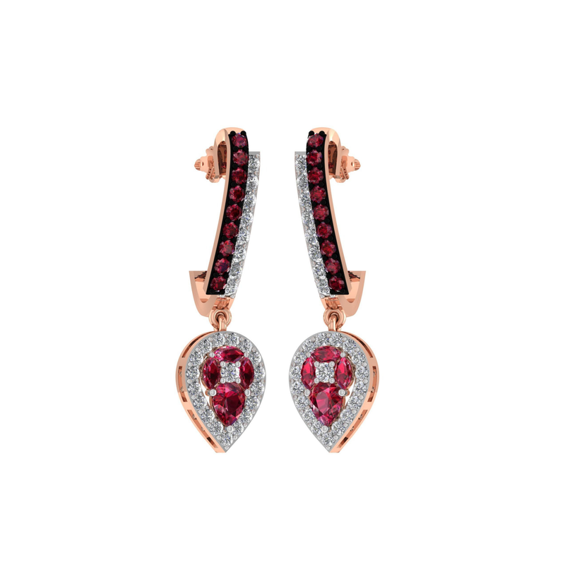Crimson Teardrop Diamond Earrings