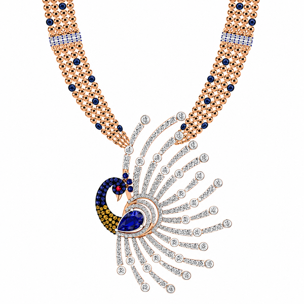 Royal Sapphire Peacock Elegance Necklace