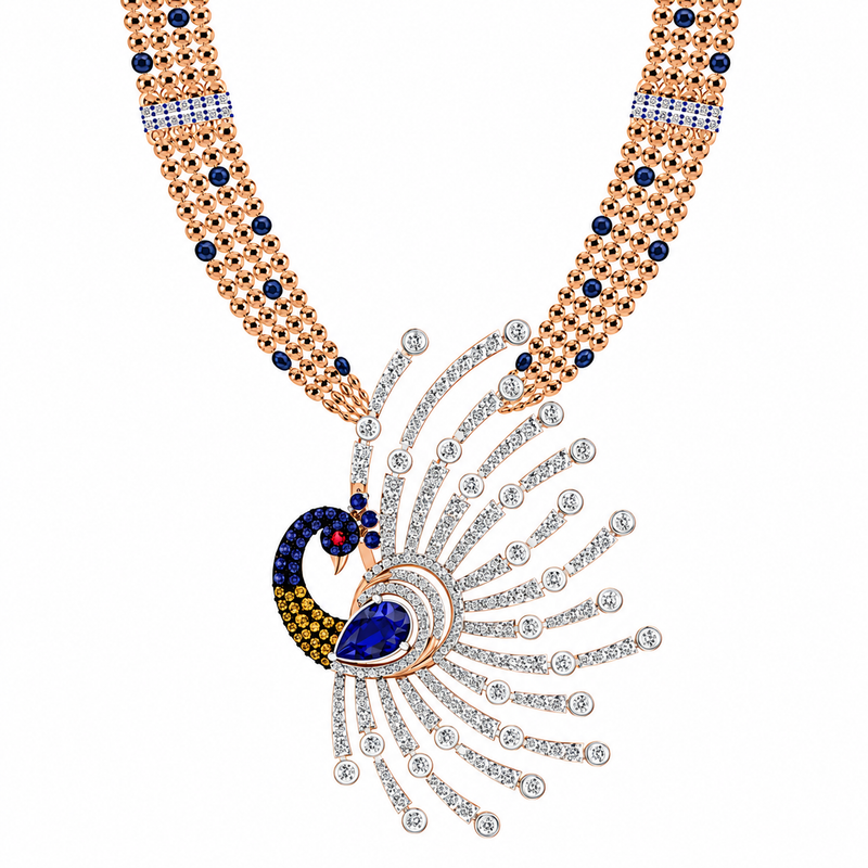Royal Sapphire Peacock Elegance Necklace