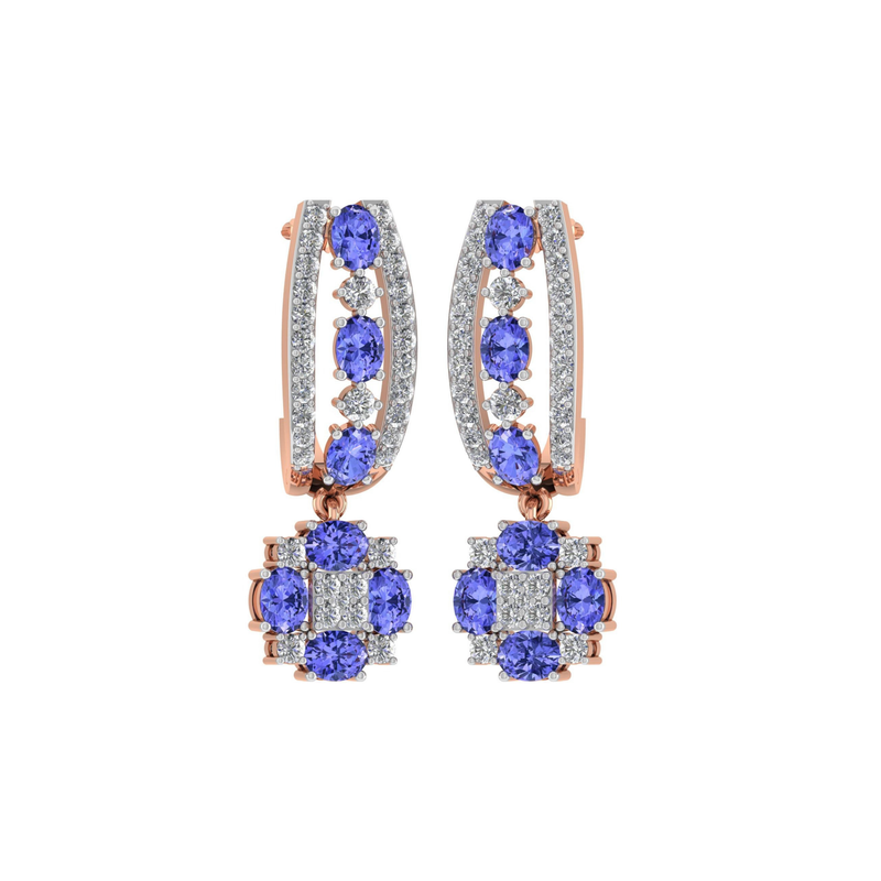 Lavender Bloom Diamond Drop Earrings