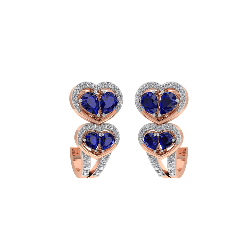 Royal Sapphire Heart Diamond Earrings