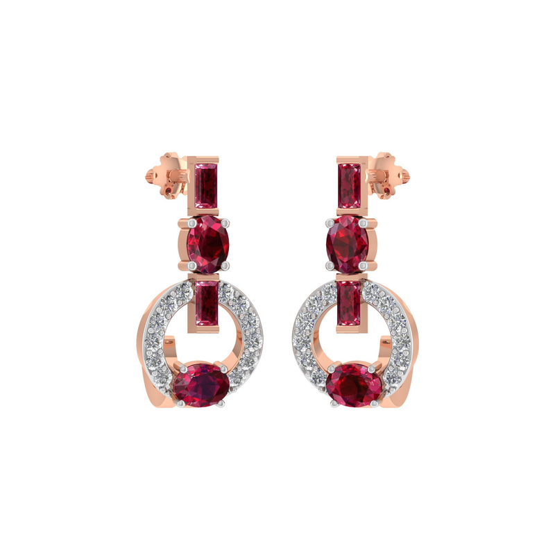 Ruby Halo Diamond Drop Earrings