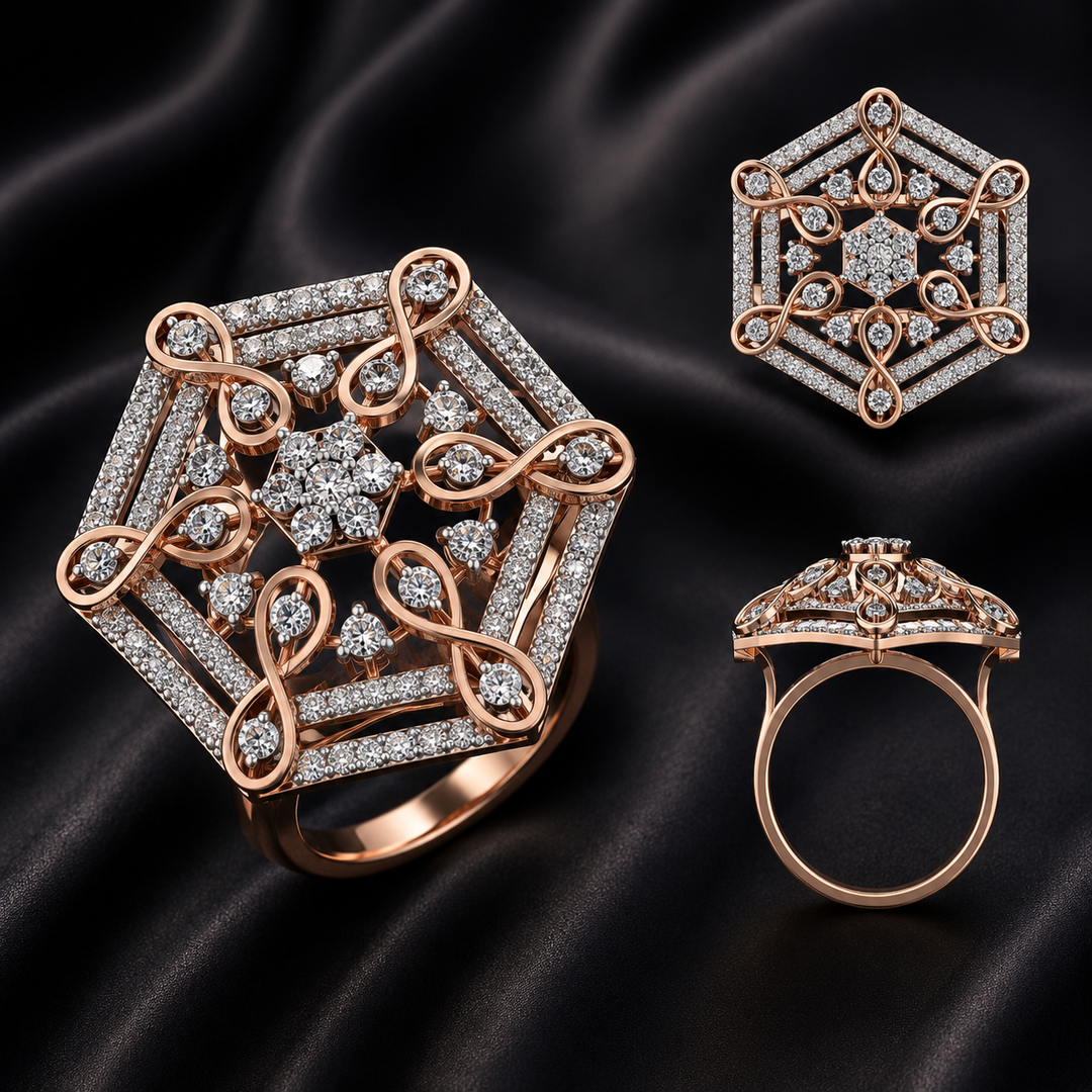 Infinity Hexagon Diamond Cocktail Ring