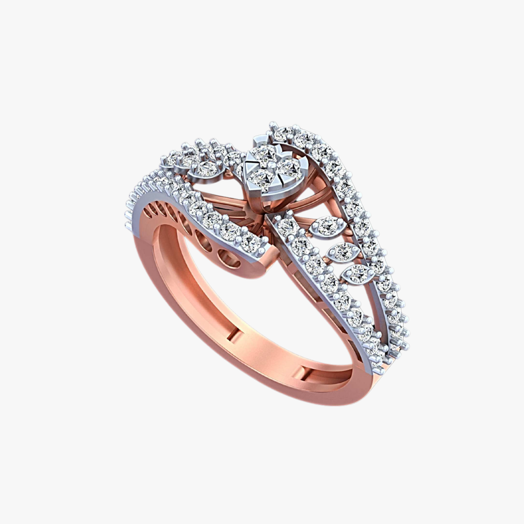 Majestic Leaf Halo Diamond Ring