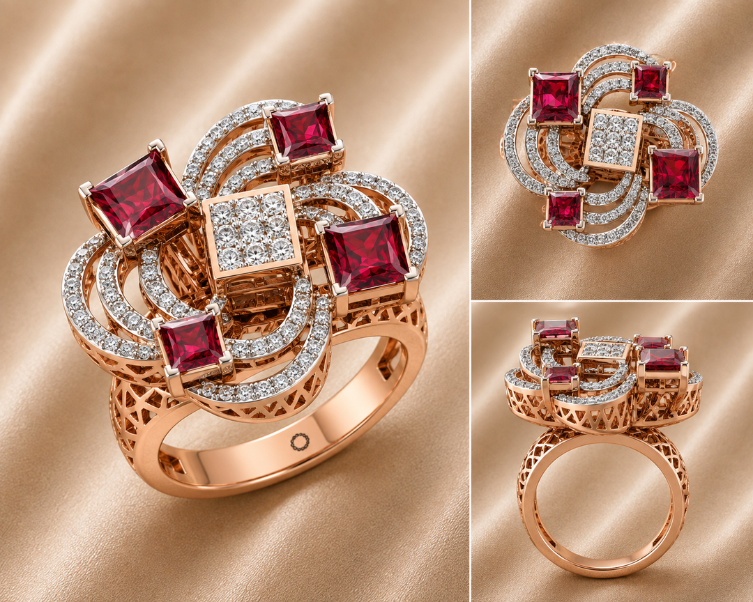 Crimson Royale Diamond Cocktail Ring