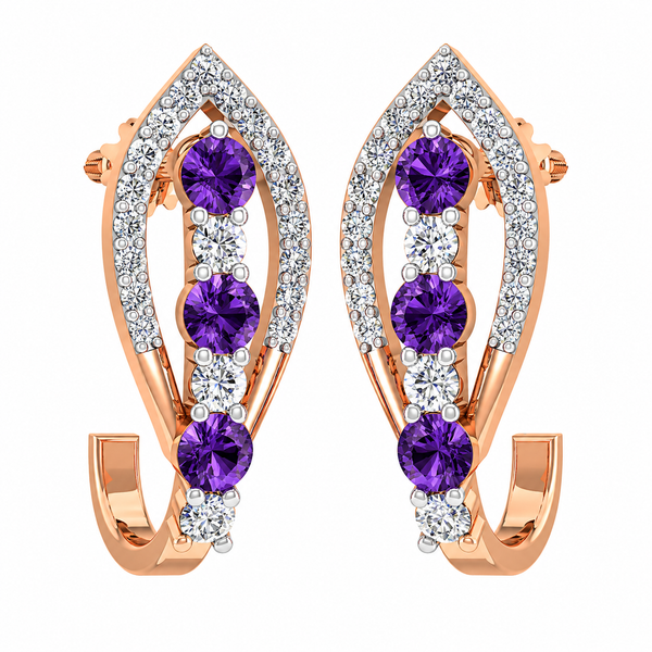 Amethyst Royale Diamond Hoop Earrings