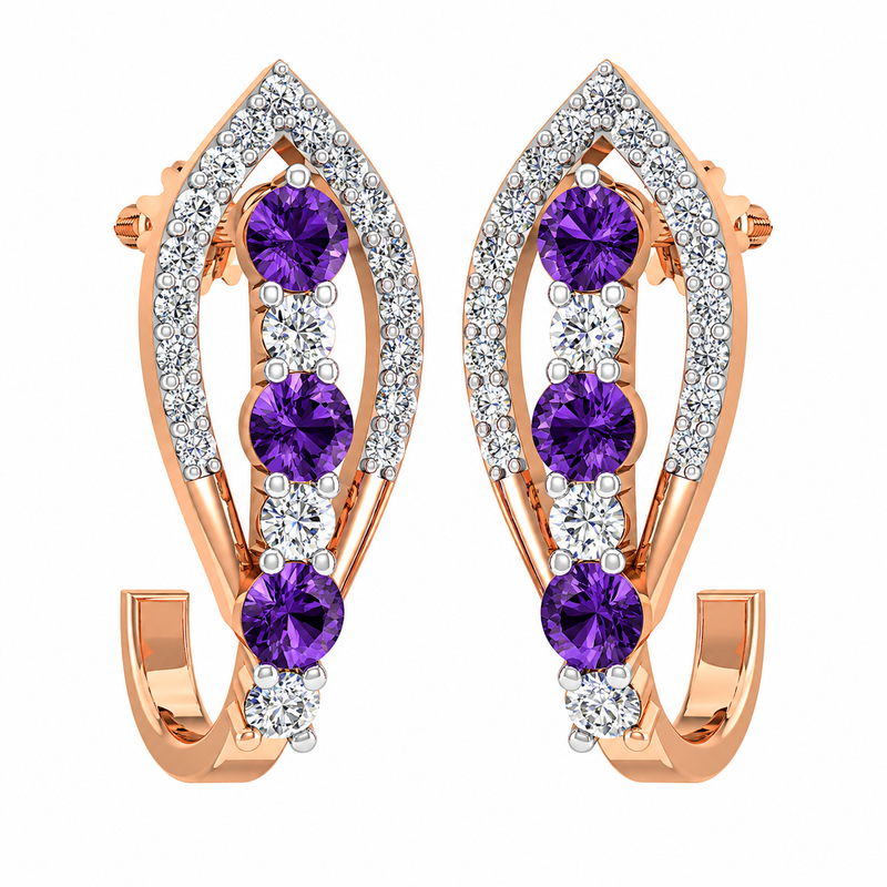 Amethyst Royale Diamond Hoop Earrings