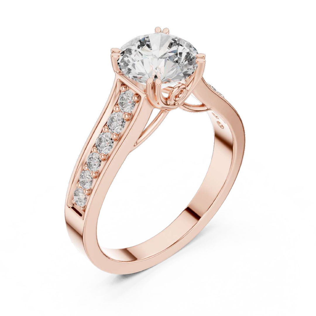 Rose Gold Classic Solitaire Diamond Ring