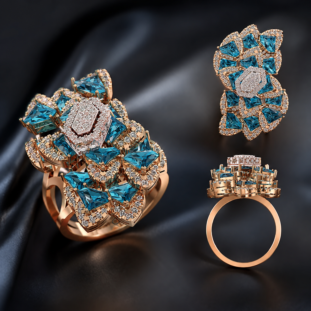 Ocean Bloom Diamond Cocktail Ring