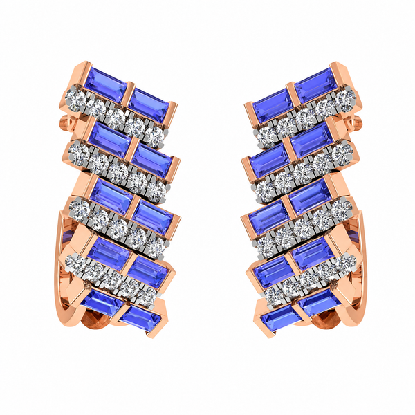Sapphire Baguette Diamond Statement Earrings