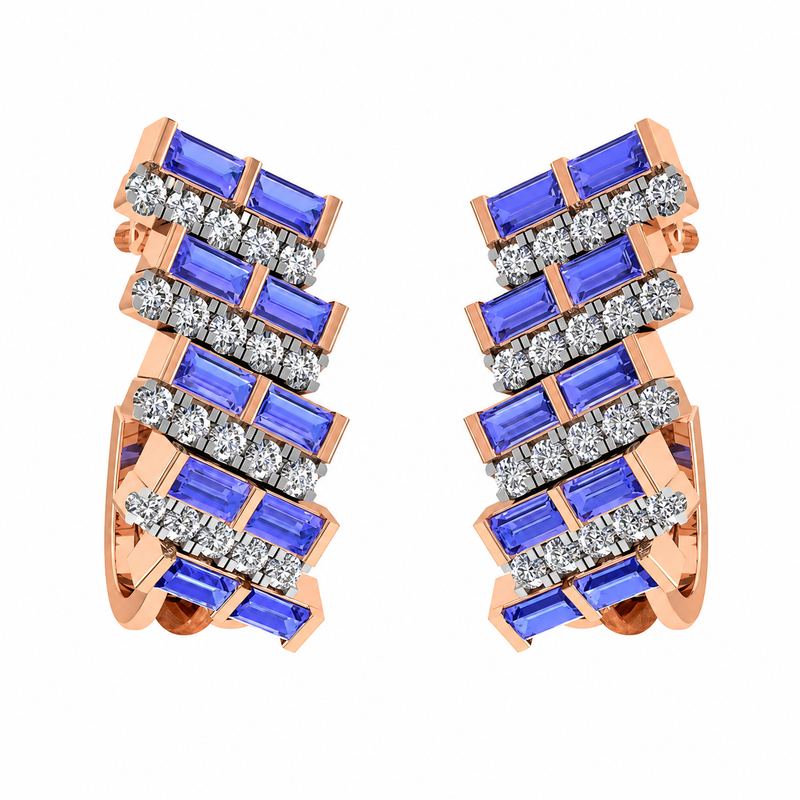 Sapphire Baguette Diamond Statement Earrings