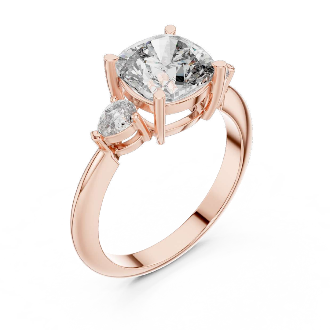 Rose Gold Cushion-Cut Diamond Solitaire Ring