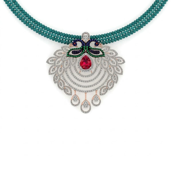 Turquoise Mayura Diamond Necklace