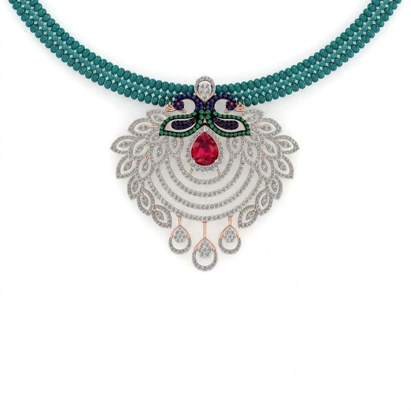 Turquoise Mayura Diamond Necklace