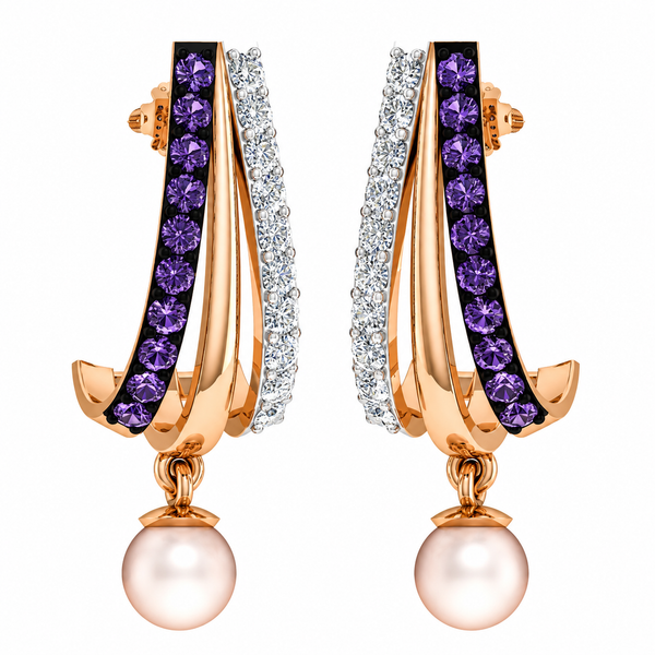 Amethyst Pearl Luxe Drop Earrings