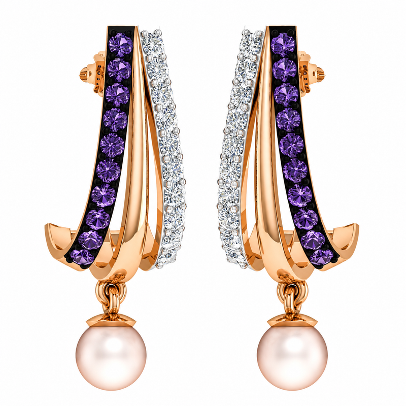 Amethyst Pearl Luxe Drop Earrings