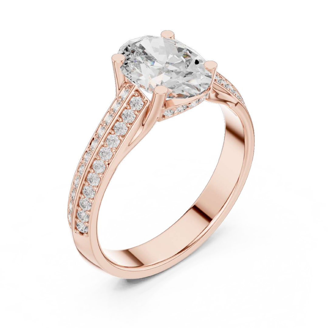Rose Gold Oval-Cut Diamond Engagement Ring
