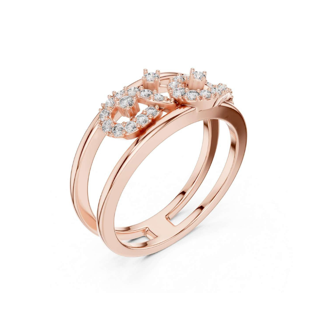 Rose Gold Twin Heart Diamond Ring