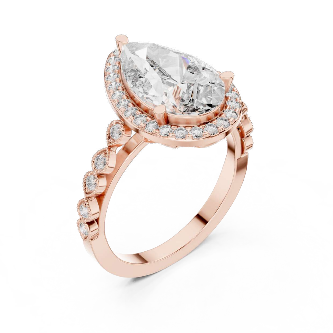 Pear Halo Diamond Engagement Ring