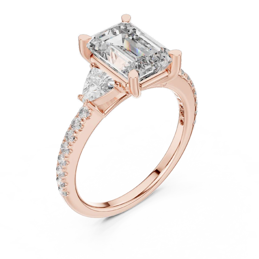Rose Gold Emerald-Cut Diamond Engagement Ring