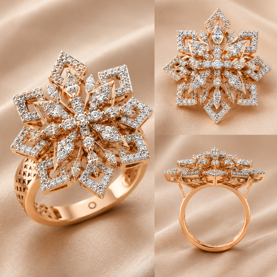 Imperial Snowflake Diamond Cocktail Ring