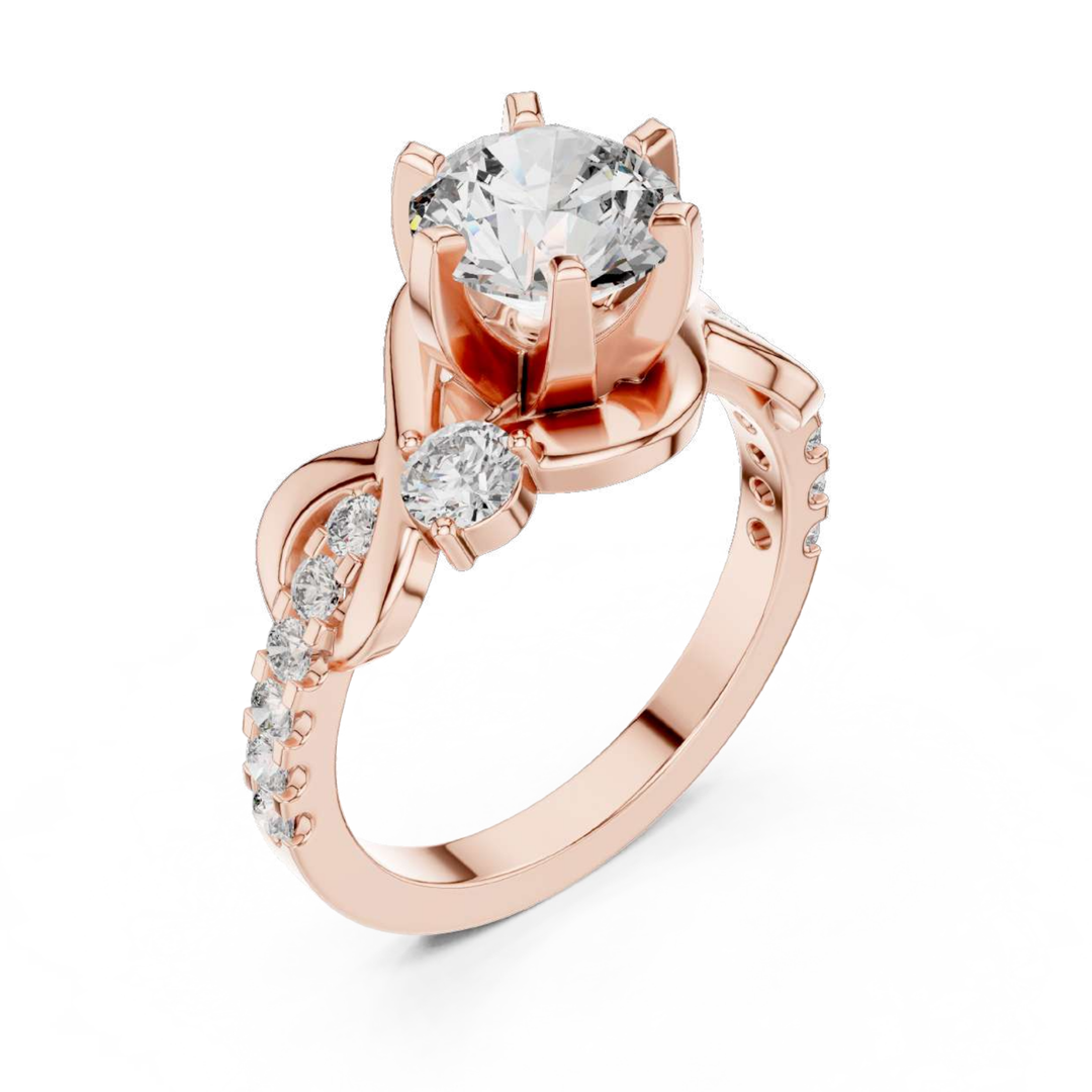 Rose Gold Twisted Diamond Solitaire Ring