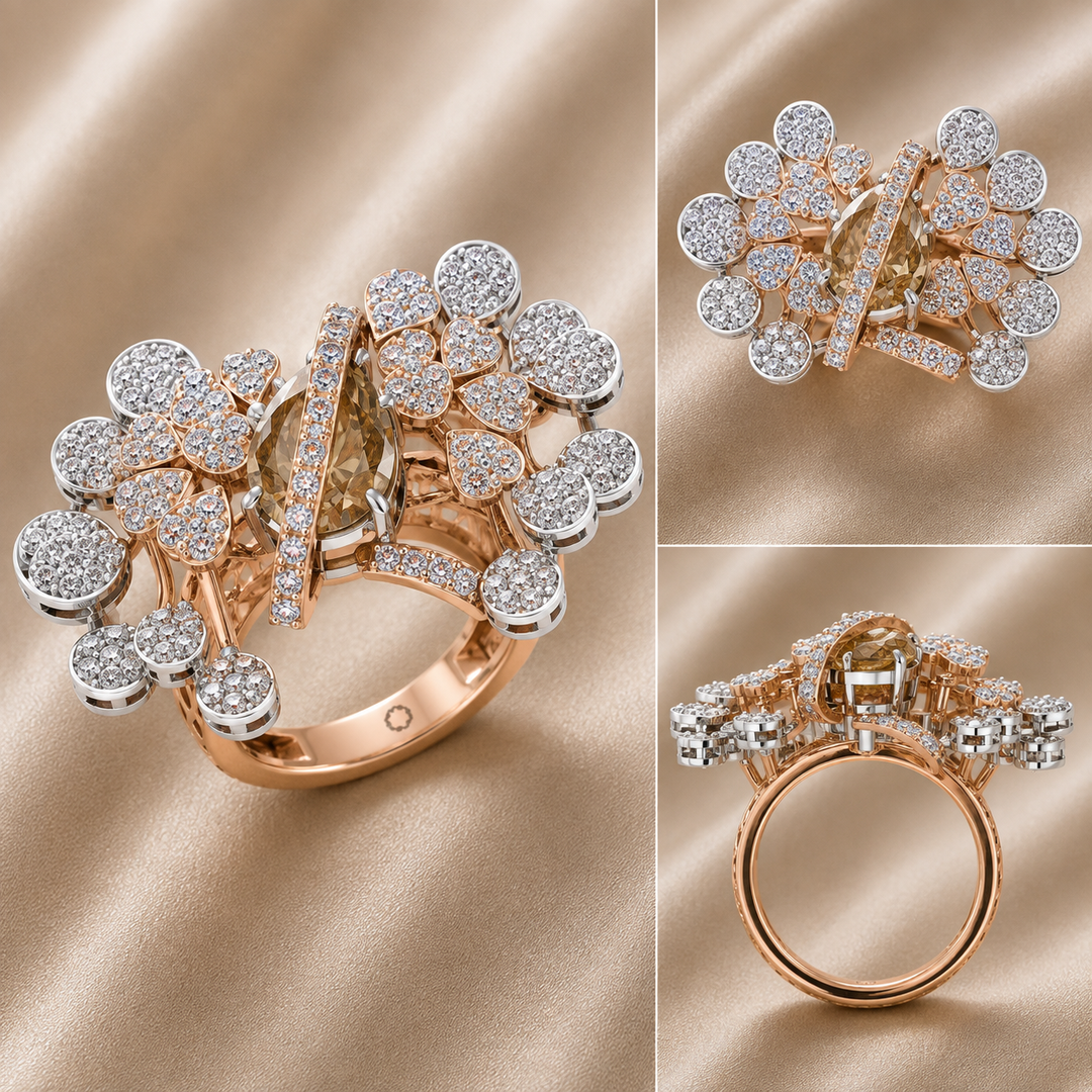 Golden Bloom Diamond Cocktail Ring