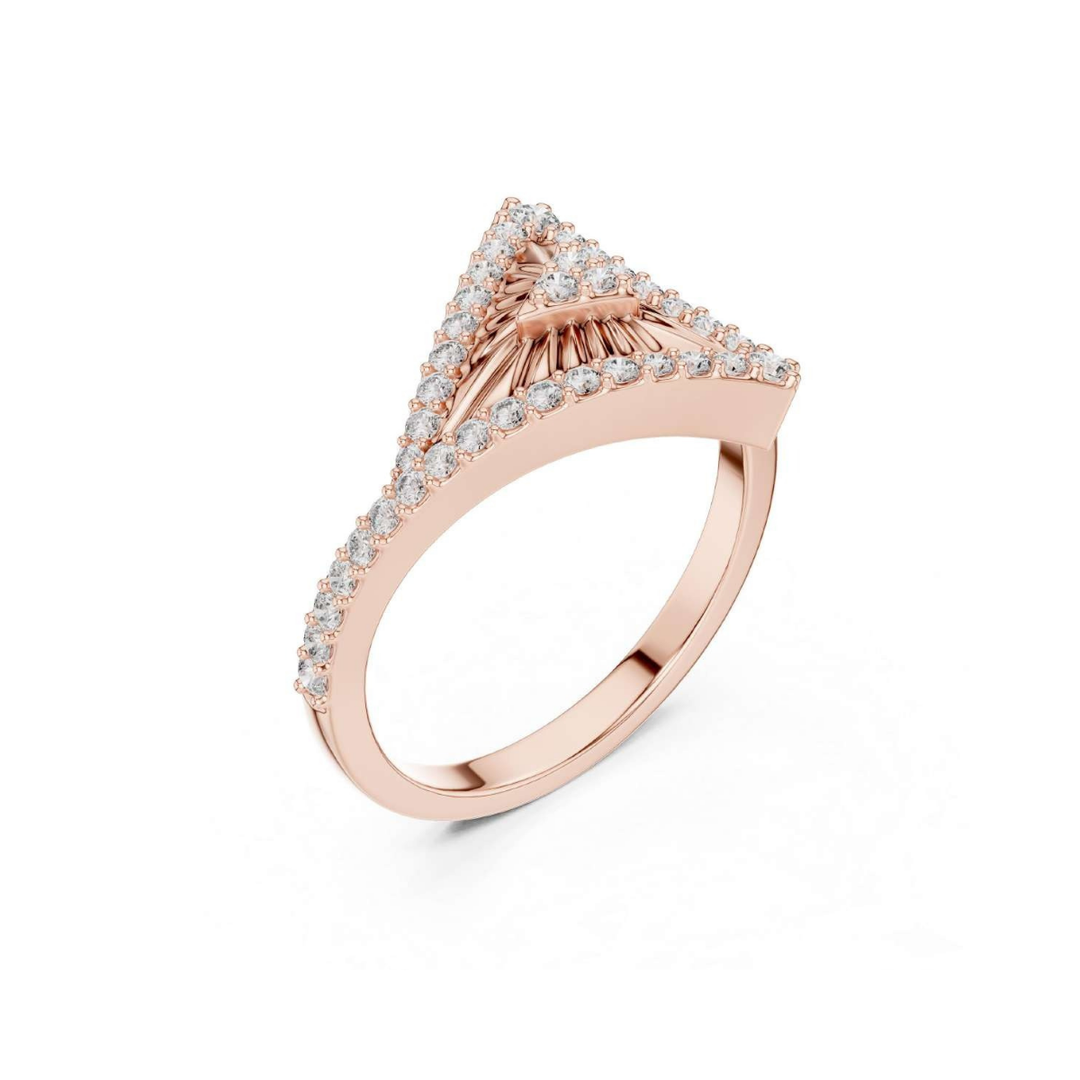 Rose Gold Diamond Triangle Statement Ring