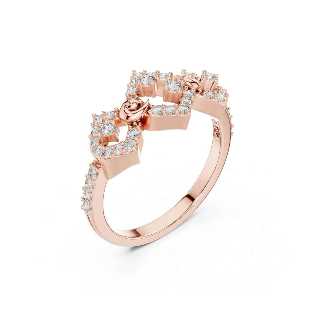 Rose Gold Floral Geometric Diamond Ring