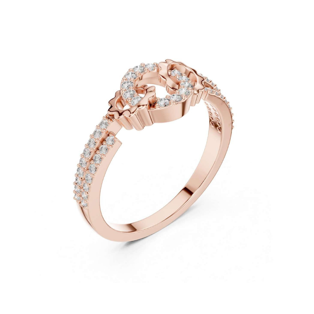 Rose Gold Floral Diamond Ring