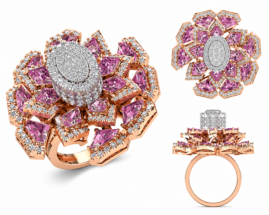 Pink Radiance Floral Statement Ring