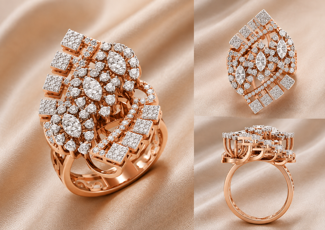 Regal Diamond Cascade Cocktail Ring