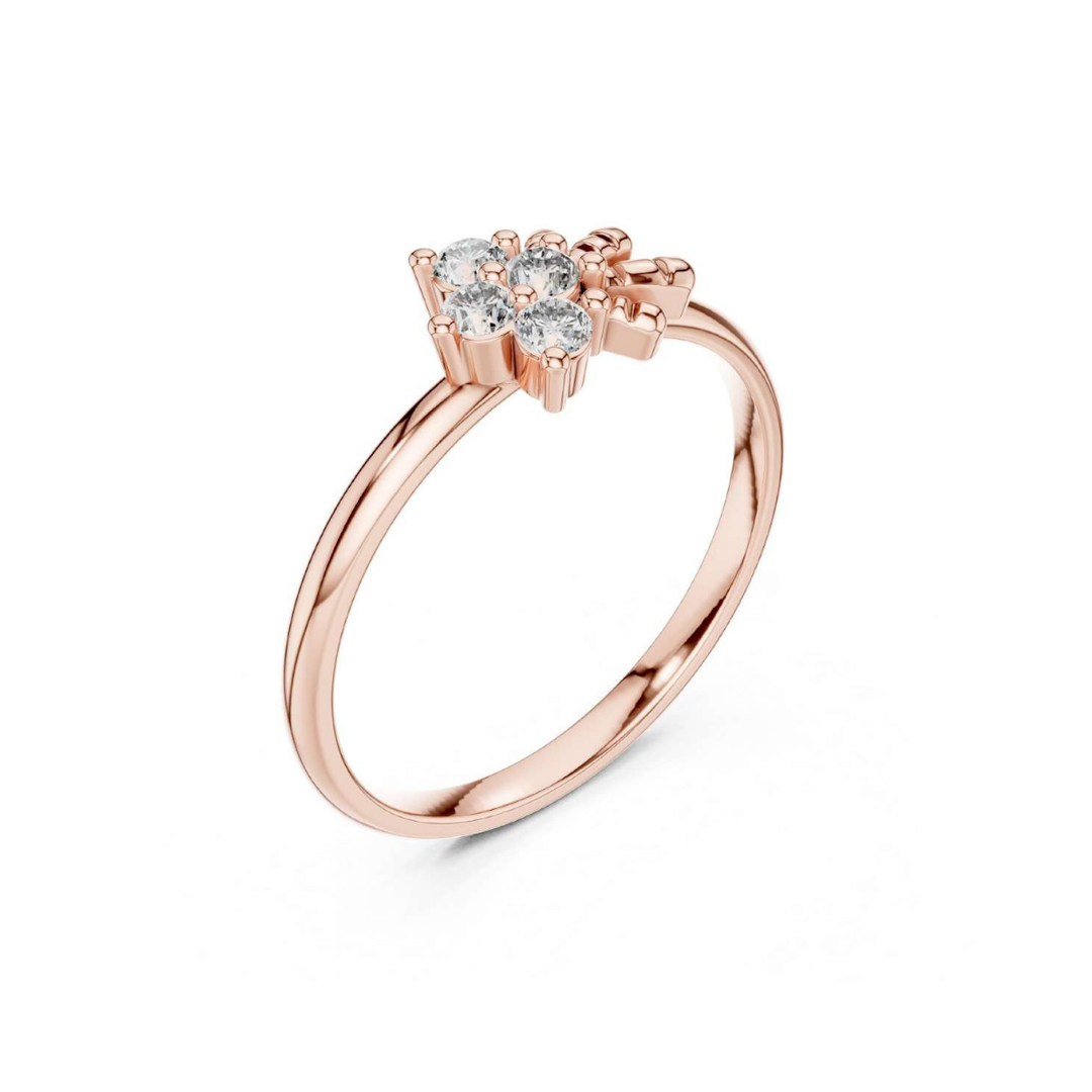 Rose Gold Floral Solitaire Diamond Ring