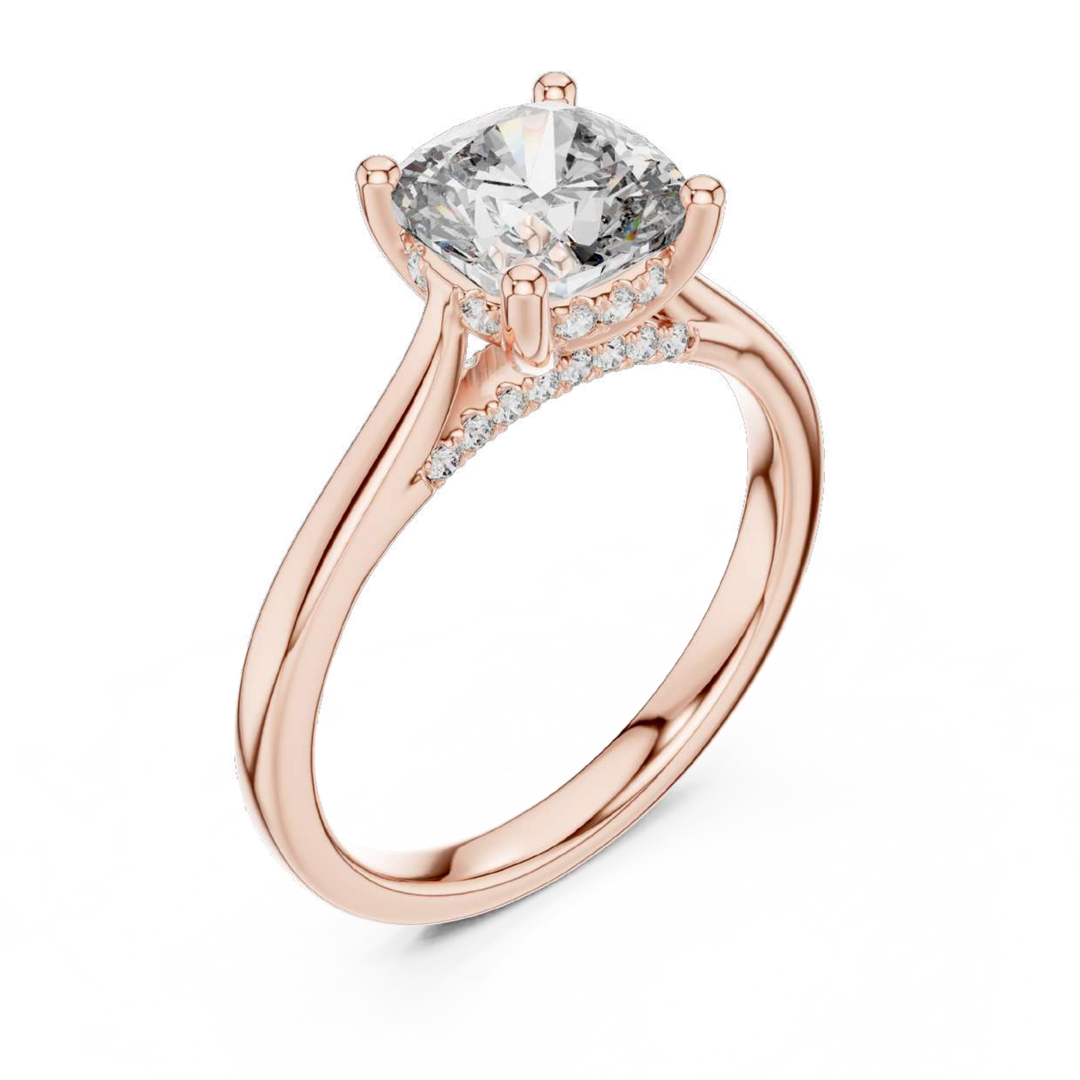 Twisted Split-Shank Cushion Diamond Ring