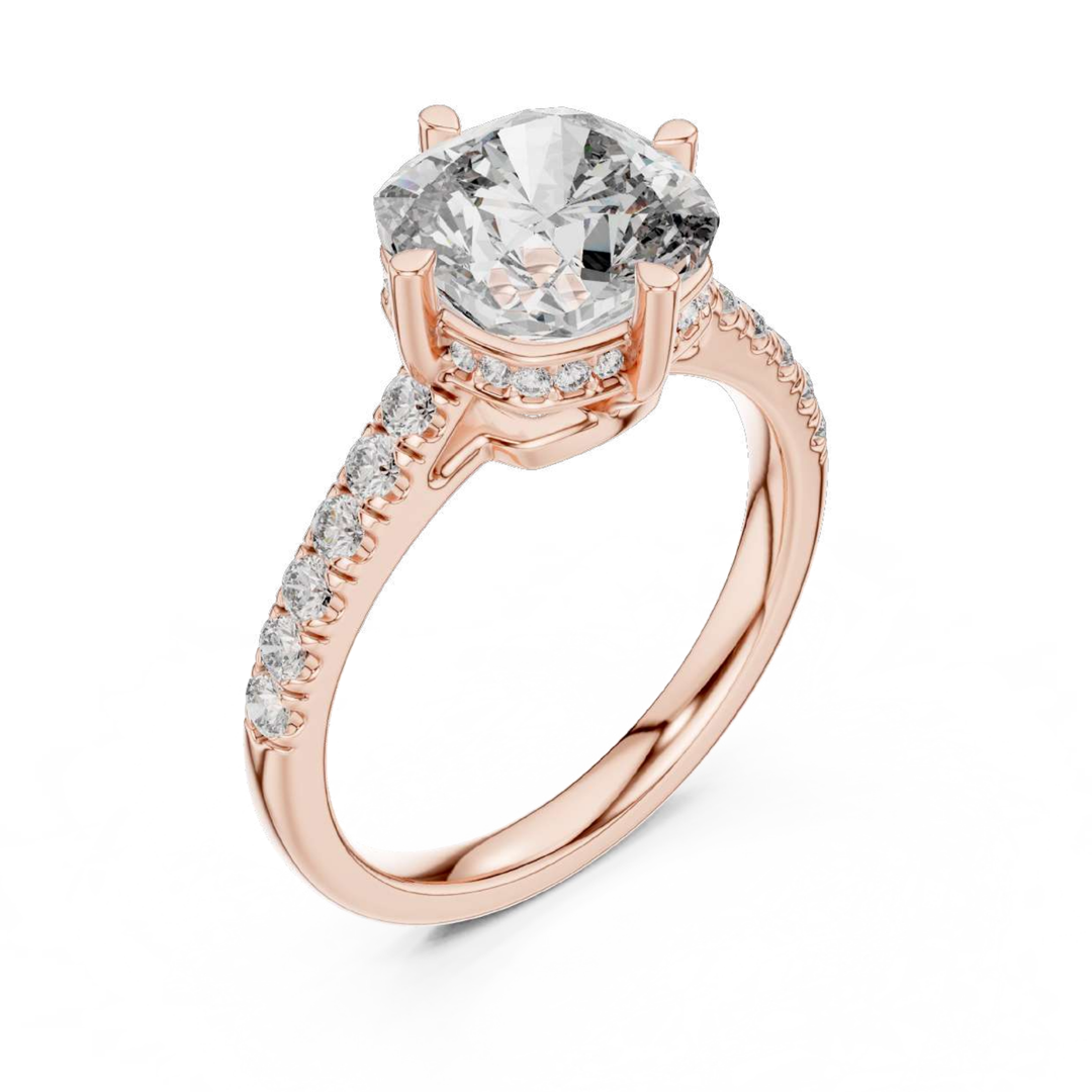 Hidden Halo Oval Diamond Engagement Ring