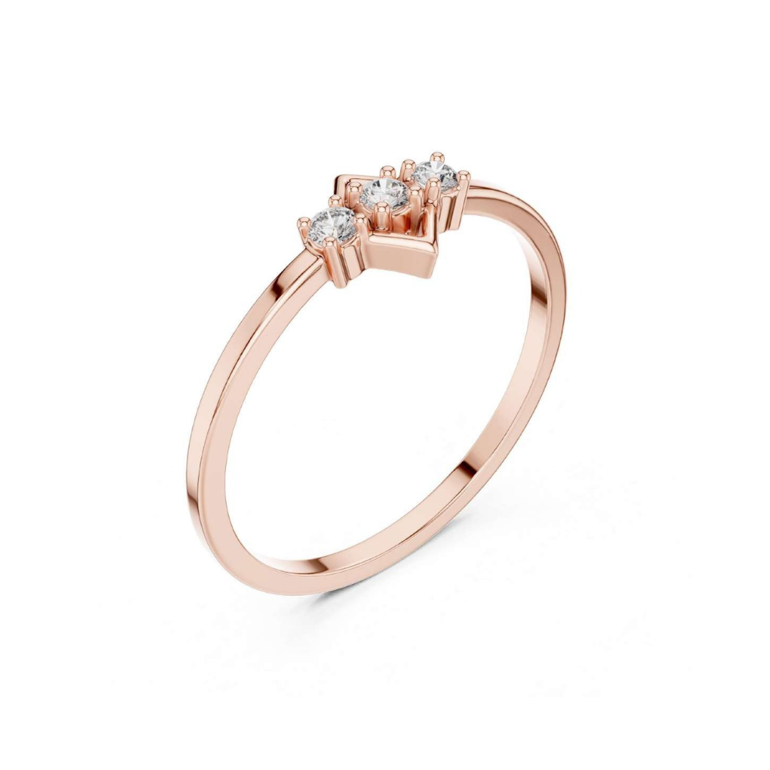 Rose Gold Three Stone Diamond Ring