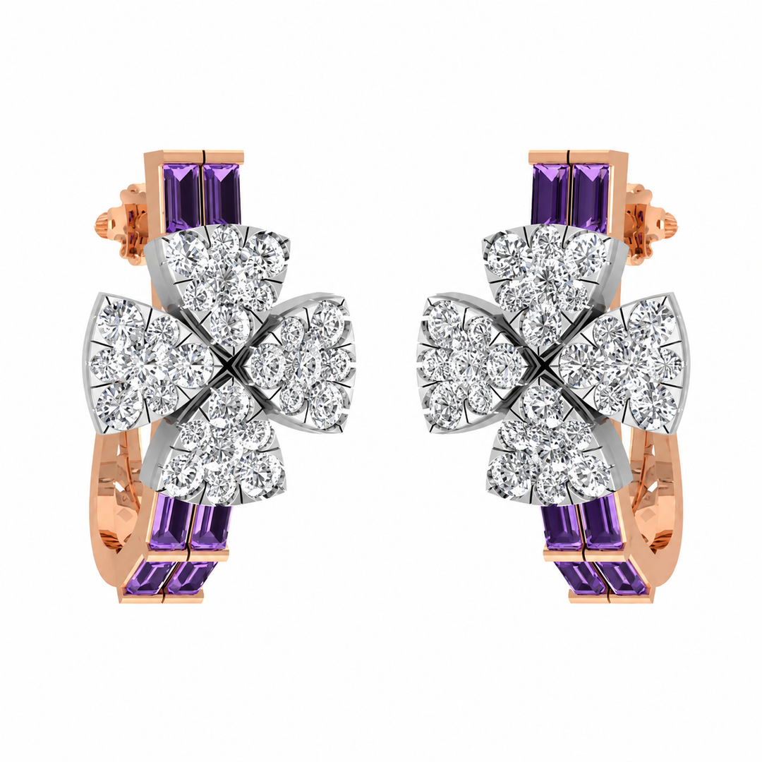 Amethyst Blossom Diamond Earrings
