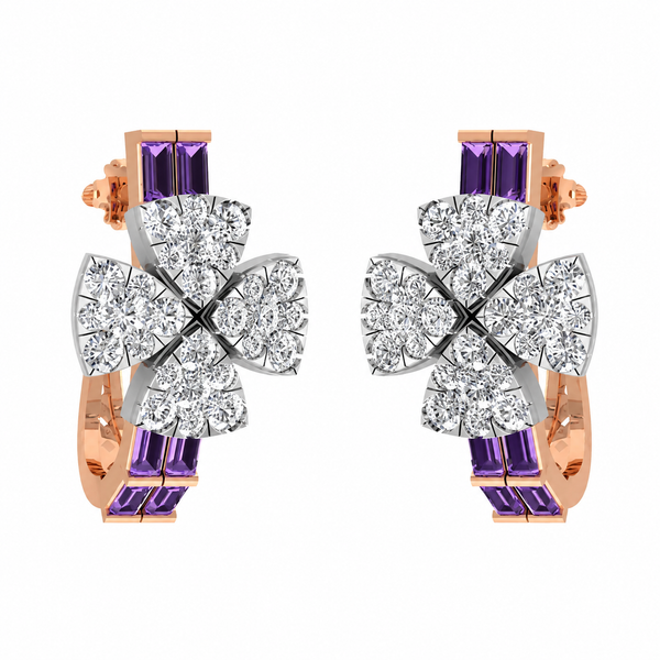 Amethyst Blossom Diamond Earrings