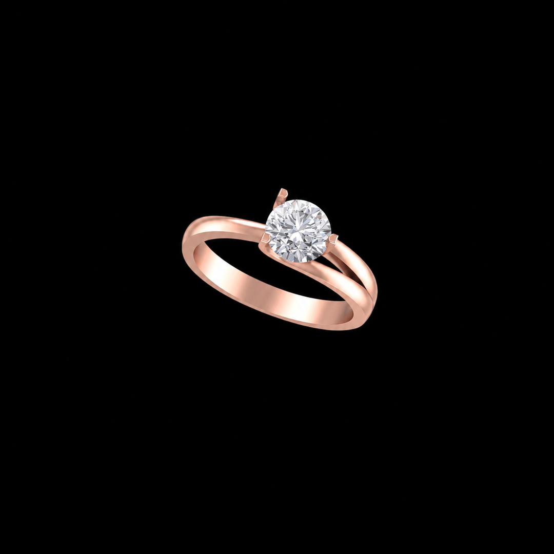 Twisted Rose Gold Solitaire Ring